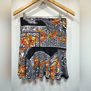 Evo Vorro Flirty Mini Skirt Paisley‎ Print Size Small Made USA